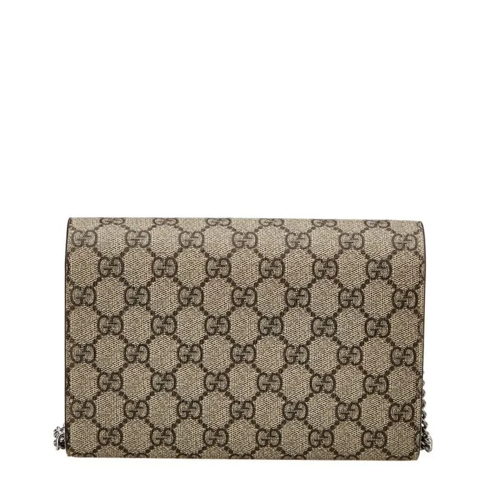 Gucci Dionysus Gg Supreme Canvas Wallet On Chain, Brown - Picture 2 of 3